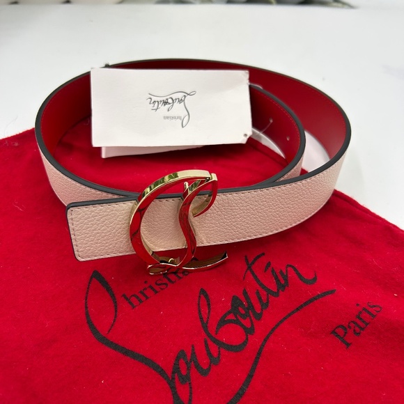 Women’s Christian Louboutin CL logo grain leather belt size 70 cm/28 inches
